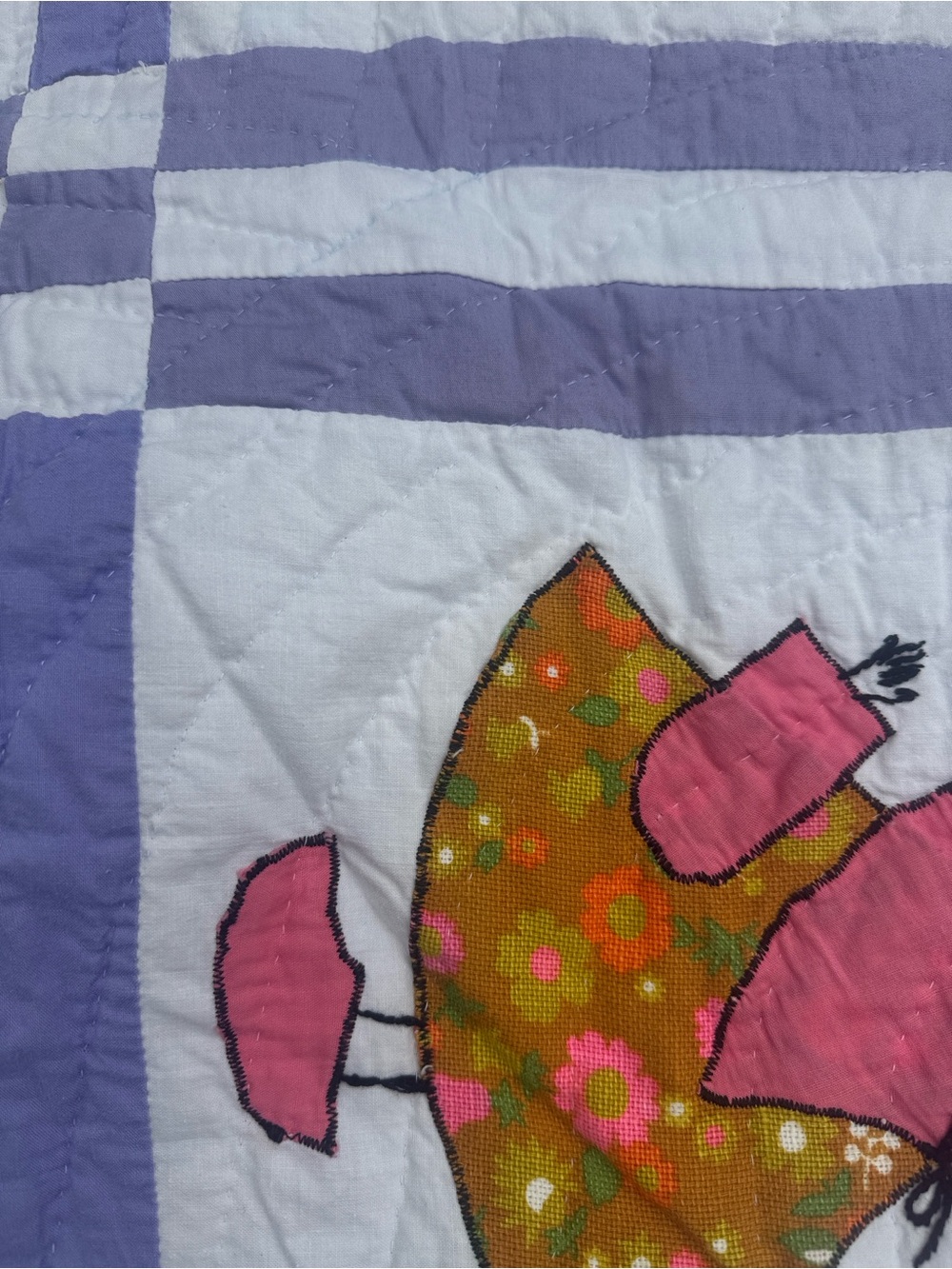 Sunbonnet Sue Quilt - Pastel Purple & Multicolor - Picture 7 of 12